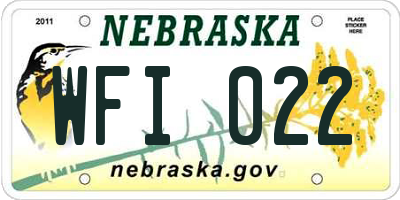 NE license plate WFI022