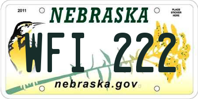 NE license plate WFI222