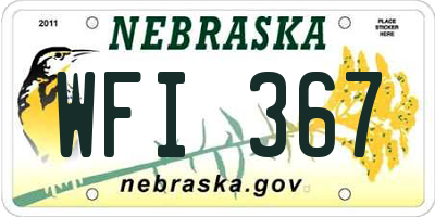 NE license plate WFI367