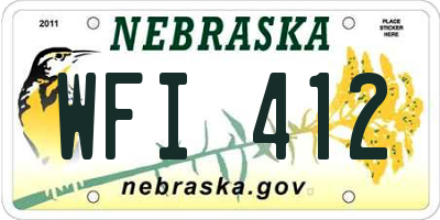 NE license plate WFI412