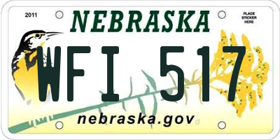 NE license plate WFI517