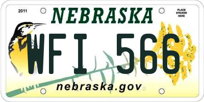NE license plate WFI566