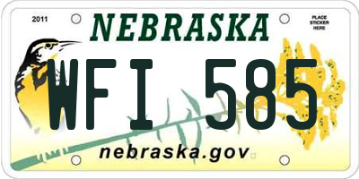 NE license plate WFI585