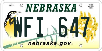 NE license plate WFI647