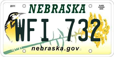 NE license plate WFI732