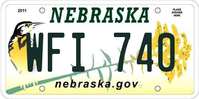 NE license plate WFI740