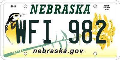NE license plate WFI982