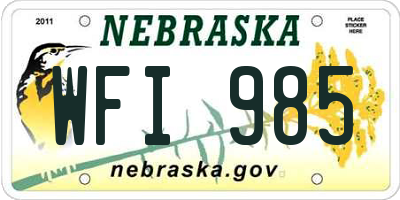 NE license plate WFI985