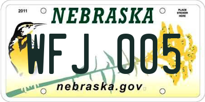 NE license plate WFJ005