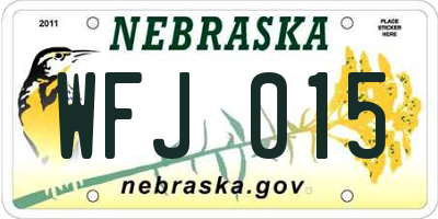 NE license plate WFJ015