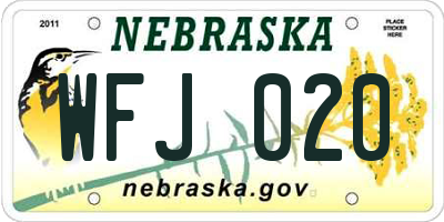 NE license plate WFJ020
