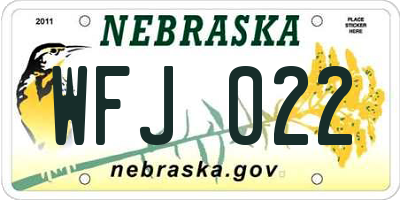 NE license plate WFJ022
