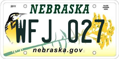 NE license plate WFJ027