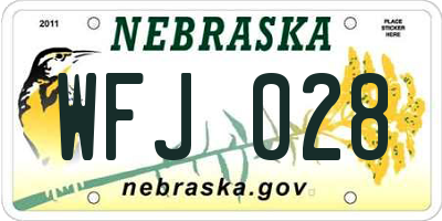 NE license plate WFJ028