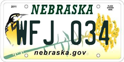 NE license plate WFJ034