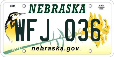 NE license plate WFJ036