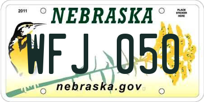 NE license plate WFJ050