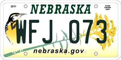 NE license plate WFJ073