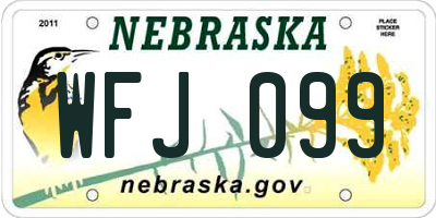NE license plate WFJ099