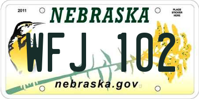 NE license plate WFJ102