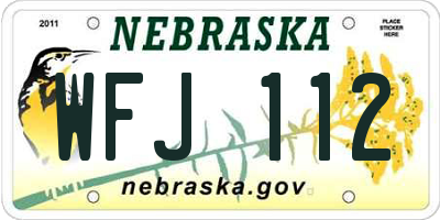 NE license plate WFJ112