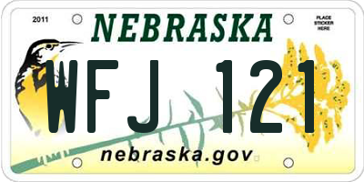 NE license plate WFJ121
