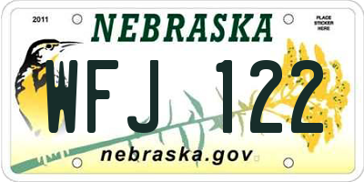 NE license plate WFJ122