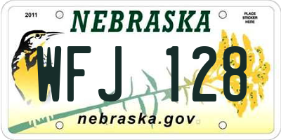 NE license plate WFJ128