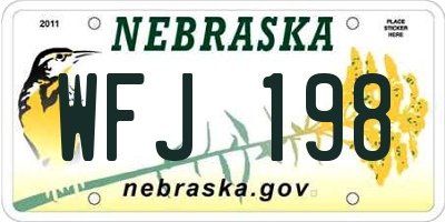 NE license plate WFJ198