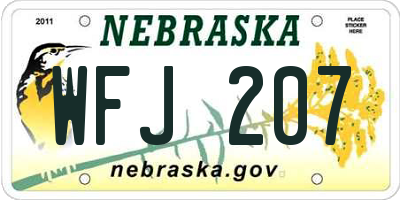 NE license plate WFJ207