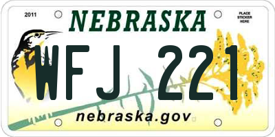 NE license plate WFJ221
