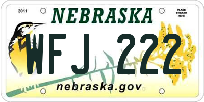 NE license plate WFJ222