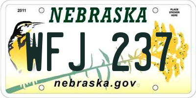 NE license plate WFJ237