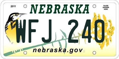 NE license plate WFJ240