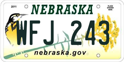 NE license plate WFJ243