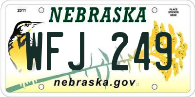 NE license plate WFJ249