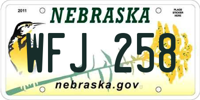 NE license plate WFJ258