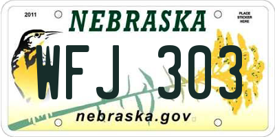 NE license plate WFJ303