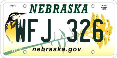 NE license plate WFJ326