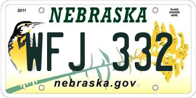 NE license plate WFJ332