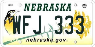 NE license plate WFJ333