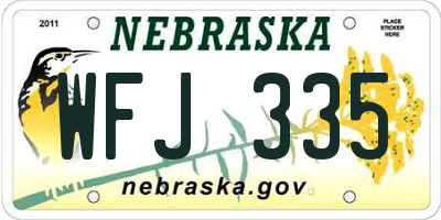 NE license plate WFJ335