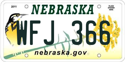 NE license plate WFJ366