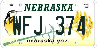 NE license plate WFJ374