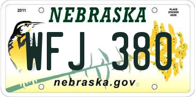 NE license plate WFJ380