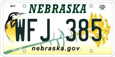NE license plate WFJ385