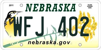 NE license plate WFJ402