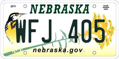 NE license plate WFJ405