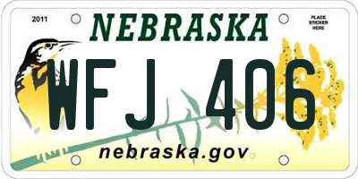 NE license plate WFJ406