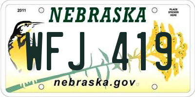 NE license plate WFJ419